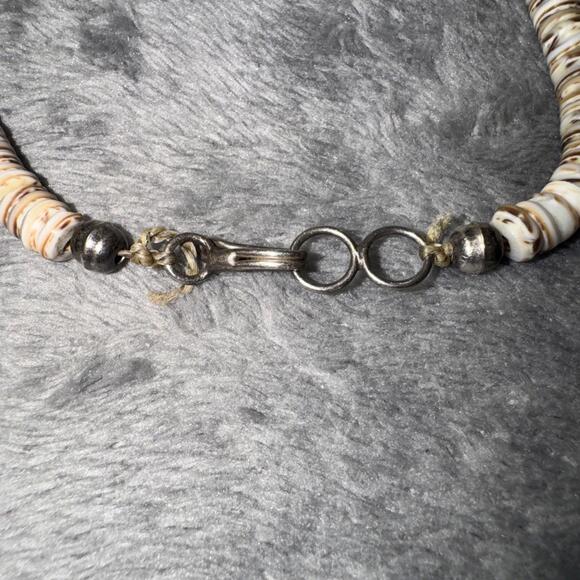 vtg  Native American Navajo sterling Silver 925  turquoise Heishi Shell necklace - Picture 5 of 6